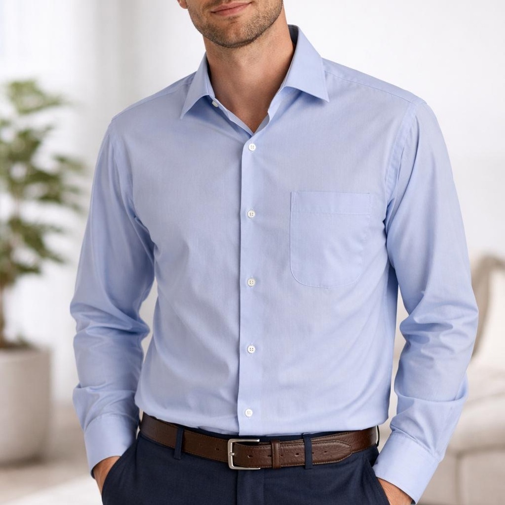 Boss Men's Light Blue Dress Shirt - Tailored Pocket Front